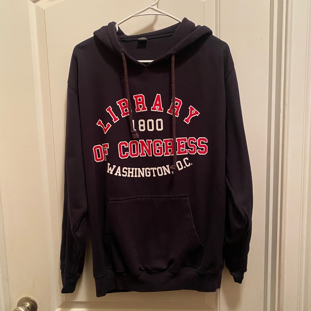 Navy Library of Congress Hoodie Size Large Washington DC
